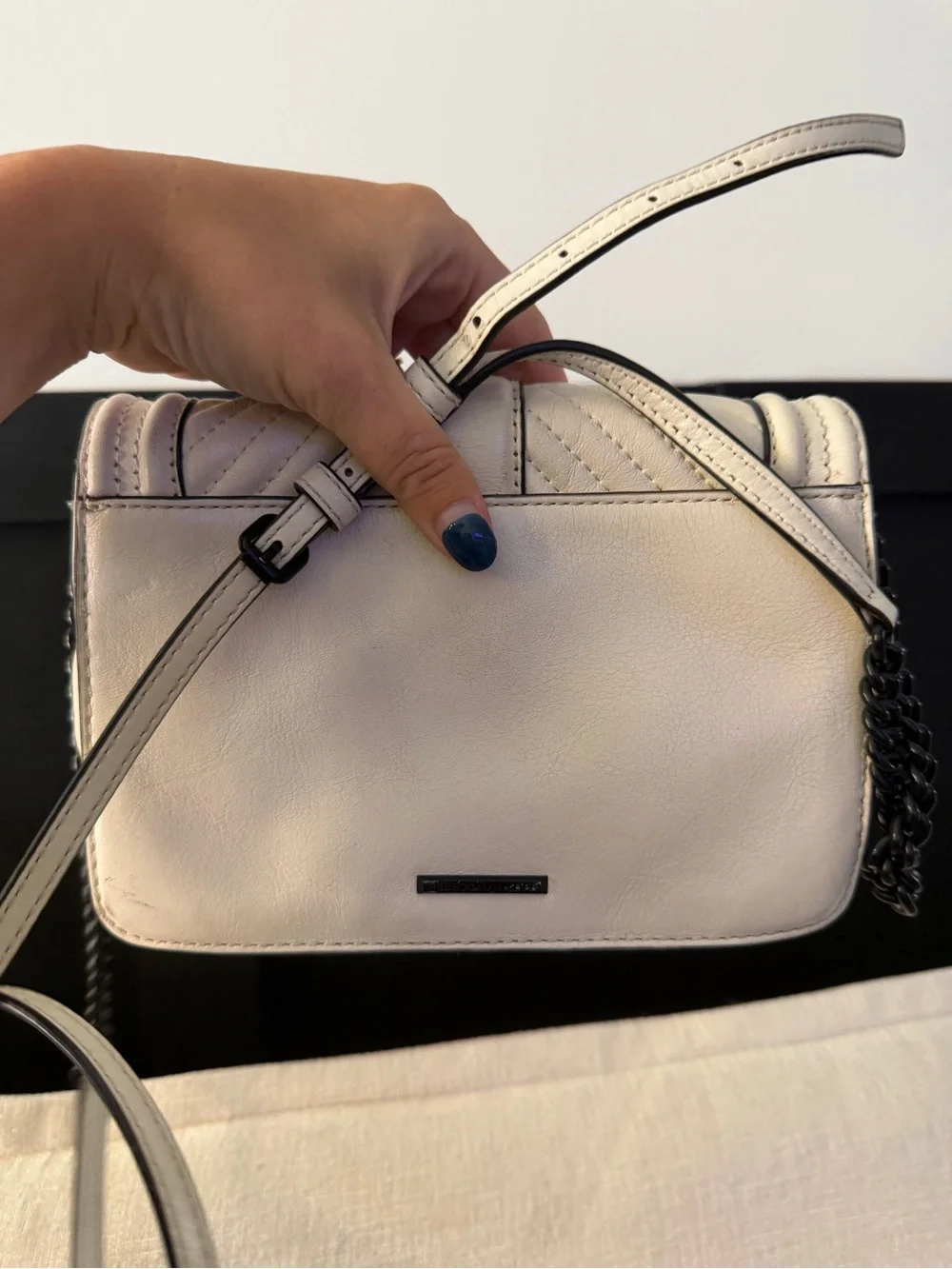 Rebecca minkoff Cream Quilted Crossbody Bag with Chain Strap